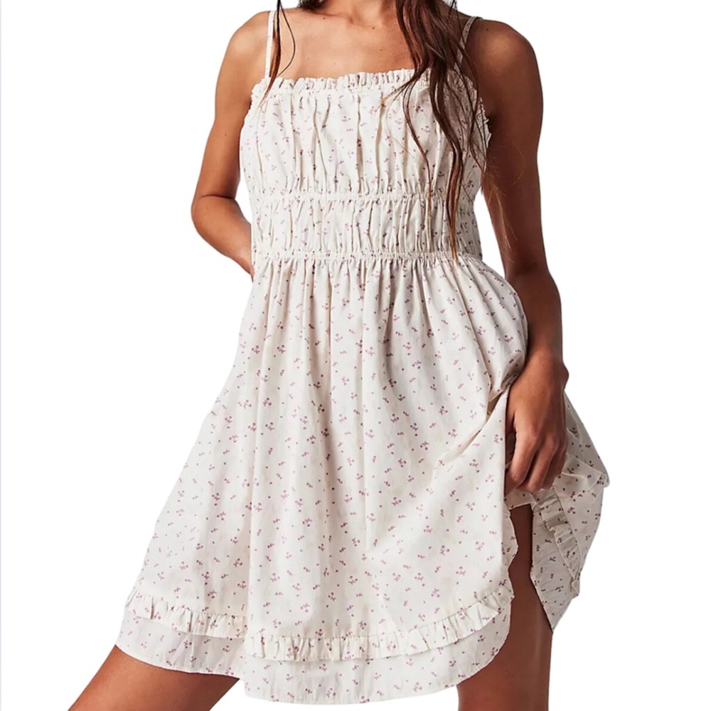 Free People Cream Mini Dress with Pink Floral